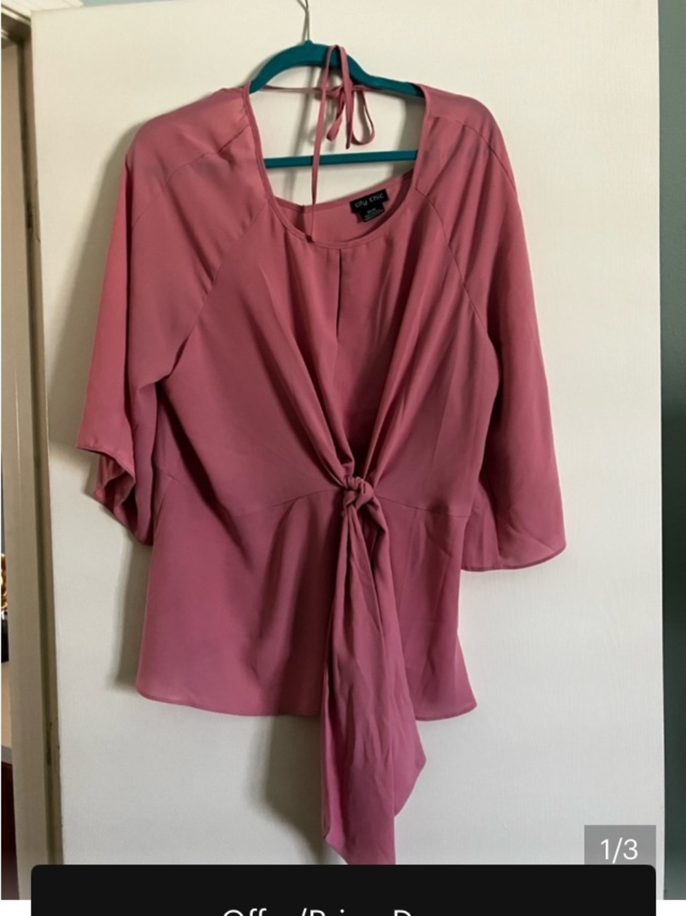 City Chic Rose-Pink Tie-Front Blouse